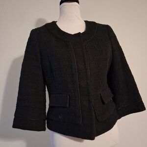 White House Black Market Black Tweed Women's Jacket Size 14